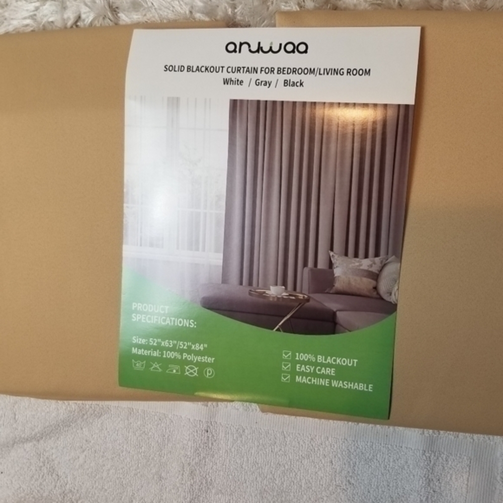 GOLD‎ SOLID BLACKOUT CURTAIN FOR BEDROOM 2 PANELS 52"×63 COLOR GOLD